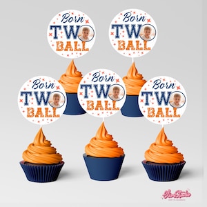 Born Zwei Ball Basketball Geburtstag personalisierte Cupcake Toppers, Basketball-Geburtstags-Partydekoration, 2.Geburtstag AM90