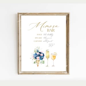She&#39;s Been Scooped Up Bridal Shower Mimosa Bar Sign Template, She Got Scooped Up Bridal Shower Mimosa Bar Tags Blue Rose Printable Sign CU52