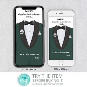 Carte électronique modifiable pour téléphone intelligent Will You Be My Groomsman | de Carte numérique de proposition de garçons d'honneur | Invitation téléphonique /568