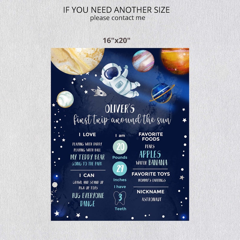 Editable Space Birthday Milestones Sign Silver Collection - Etsy