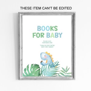 Books for Baby Sign Dinosaur Baby Shower Decoration It&#39;s a Boy Greenery Boho Dinosaur Couples Baby Shower Instant Download DB