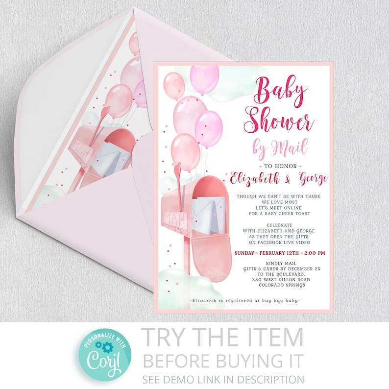 Editable Baby Shower by Mail Invitation Baby Shower by Mail Etsy