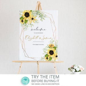 Editable Sunflower Wedding Welcome Sign | Sunflower Party Decorations | Sunflower Wedding Decorations SR3