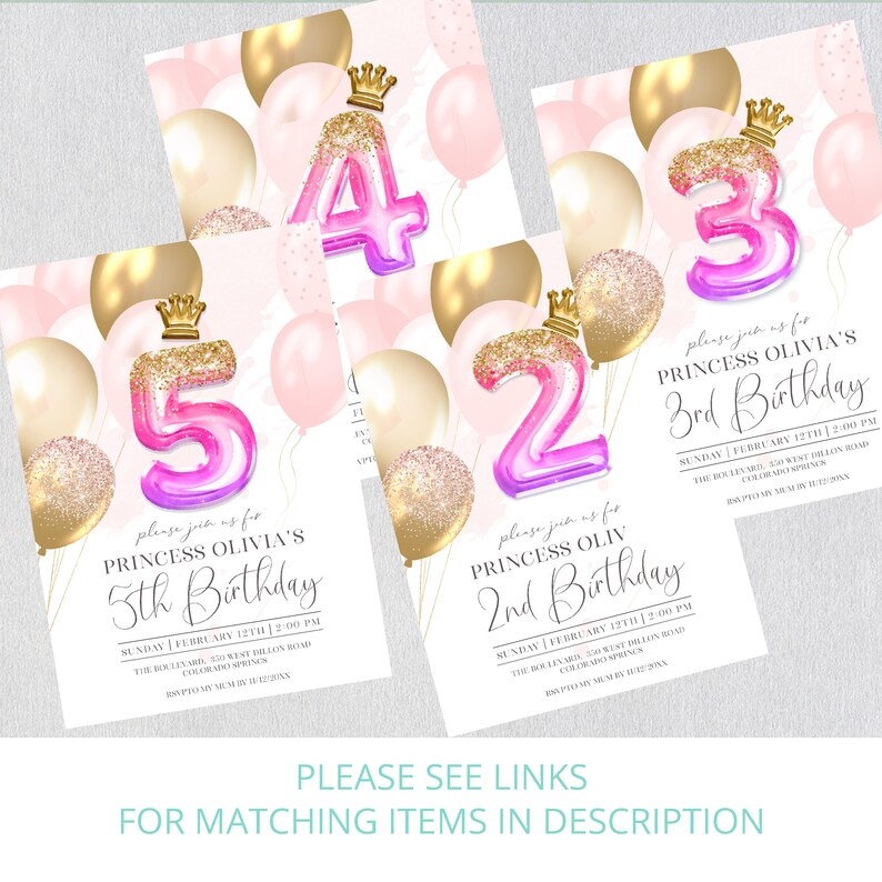 Editable Princess Second Birthday Girl Invitation Template Etsy