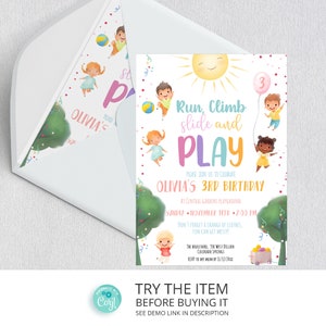 Editable Playground Birthday Boy Invitation, Backyard Party Invitation, Park Birthday Party Invitation, Party In The Park /865