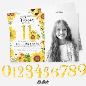 ALL AGES Sunflower Invitation, Our Little Sunflower invitation,  Birthday Girl Invite, Sunflower Birthday SR105