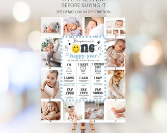 One Happy Dude Birthday Decorations Milestone Sign First Birthday, Photo Milestone Board, Baby First Birthday Boy Decorations DU52
