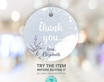 Thank You Snow Much Winter Baby Shower Decorations Favor Tags Winter Woodland Thank You Gift Tags Digital W216