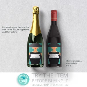 Wine Labels Bridal Shower | Mini Wine Labels Bridesmaid | Bridesmaid Proposal Labels, Mini Champagne Wine Labels /511