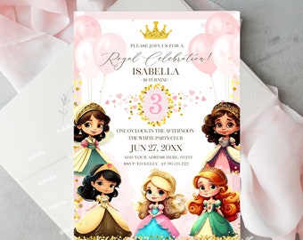Editable All Ages Princess Birthday Party Invite Little Princess Birthday Invite Cute Princesses Party Invite Girl Birthday Invite PR37