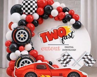 Two Fast Birthday Cutout, Race Car Party Decorations, Racing Car Standee, 2nd Birthday Race Theme Decor Digital Download