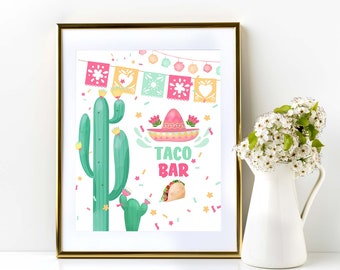 Taco Bar Sign Fiesta Theme Party Sign Pintable Taco TWOsday Fiesta Taco Bar Sign Mexican Tacos F13