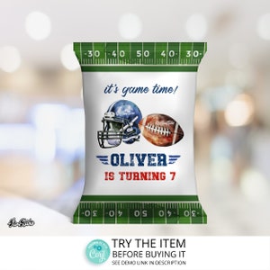 Editable Football Birthday Chip Bag Template Football Party Favors for Guests Football Birthday Party Favor Templates American Football AM47