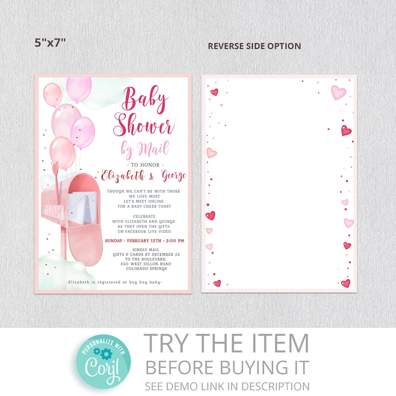 Editable Baby Shower by Mail Invitation Baby Shower by Mail Etsy