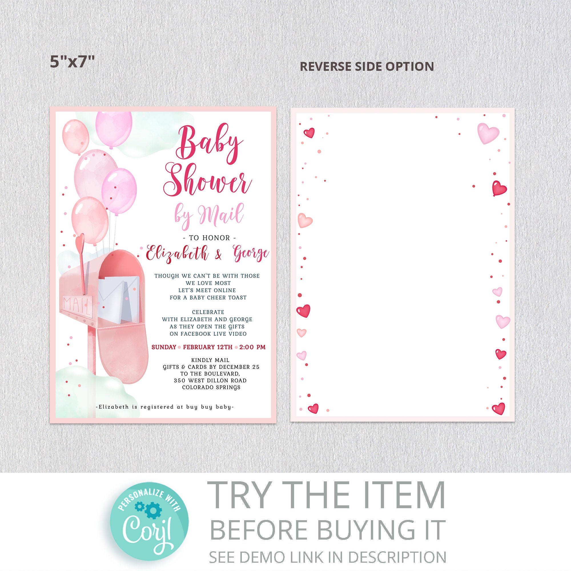 Editable Baby Shower by Mail Invitation Baby Shower by Mail Etsy