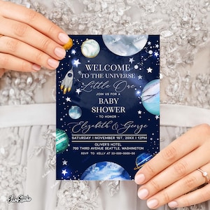 Space Baby Shower Invitation. Galaxy Baby Shower Invite. Moon Baby Shower Boy Invite, Planets Baby Shower Outer Space SP422