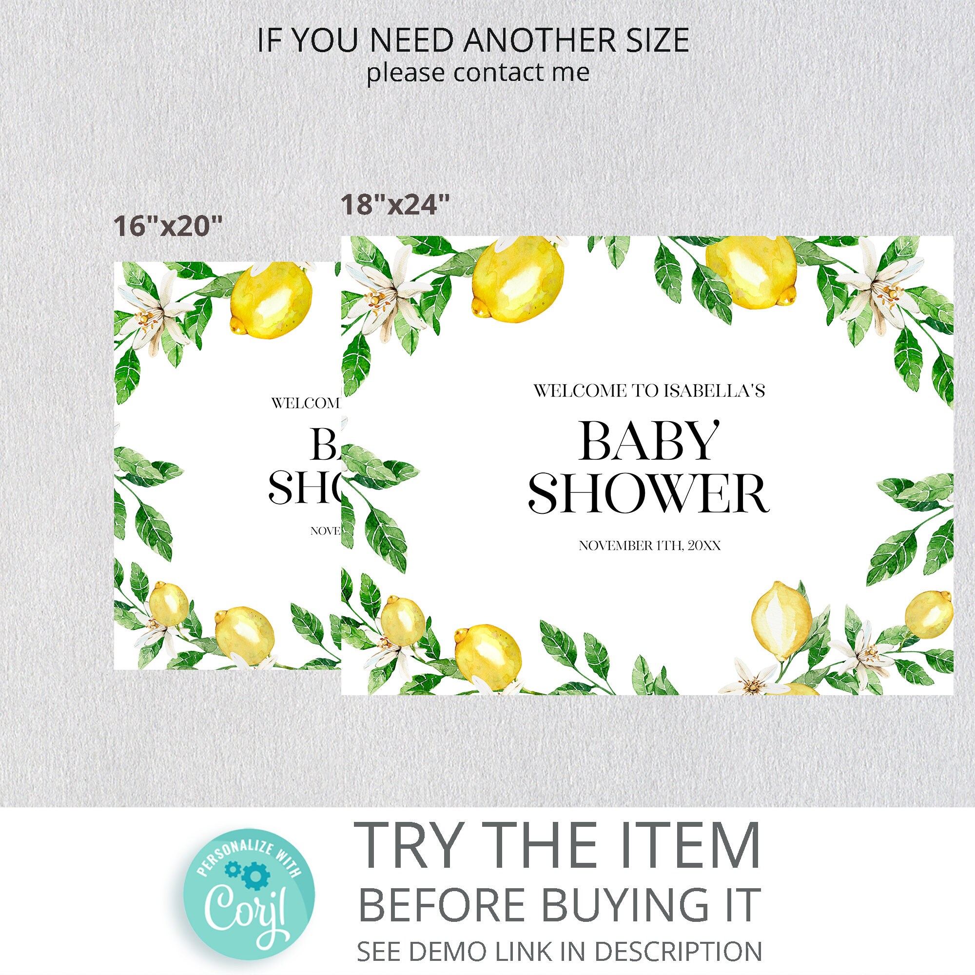 Baby Lemon Shower Sign Lemon Theme Baby Shower Sign Etsy