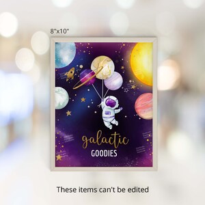 Galactic Goodies Sign Template | Space Party Snacks Sign | Outer Space Girl Birthday Sign | Galaxy Party Decorations SP314