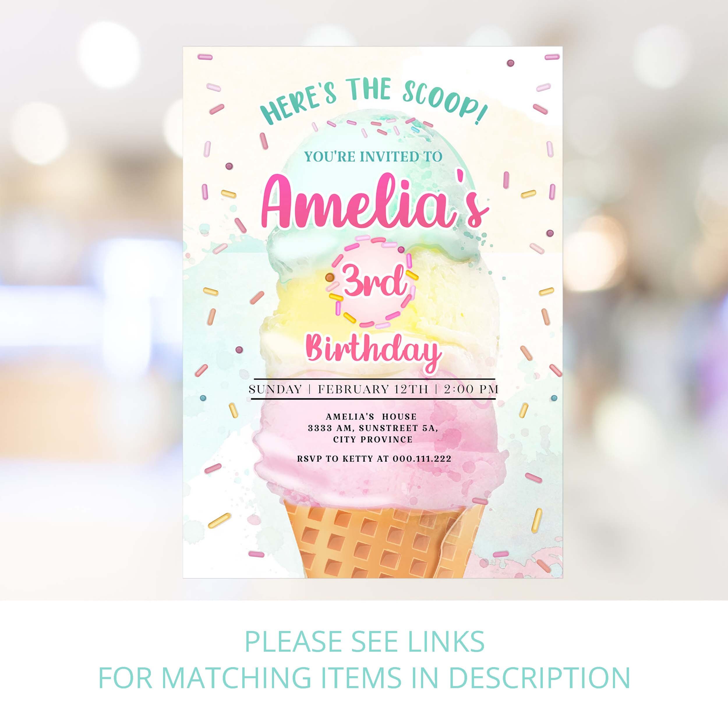 Editable Ice Cream Scoop Favor Tags. Ice Cream Birthday Party Etsy