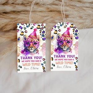 Party Animals Birthday, Favor Tags, Cheetah Birthday, Thank You Tags Editable Template, Safari Animals Birthday, Wild One Birthday PA5