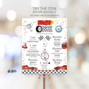 Fast ONE Birthday Party, Milestone Sign First Year, One Fast Birthday Board 1st Birthday Milestone Board, Race Car Birthday Decorations CA52