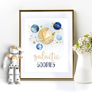 Plantilla de letrero de golosinas galácticas / Letrero de refrigerios para fiestas espaciales / Letrero de cumpleaños del espacio exterior / Decoraciones para fiestas galácticas SP351