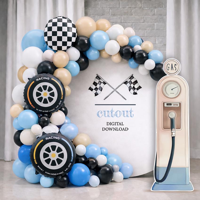 Car Racing Boy Standee Graphics Vintage Gas Pump Cutout PNG, SVG, Race Car Birthday Party Standee, Fast ...