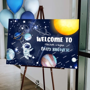 Space Baby Shower Decorations Outer Space Baby Shower Welcome Sign |  Space Themed Baby Shower Sign | Galaxy Baby Shower decor SP68