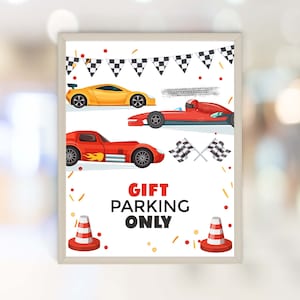 Gifts Sign Printable Template For Race Car Birthday  | Two Fast Two Curious, Fast One Birthday Race Car Birthday decorations CA28