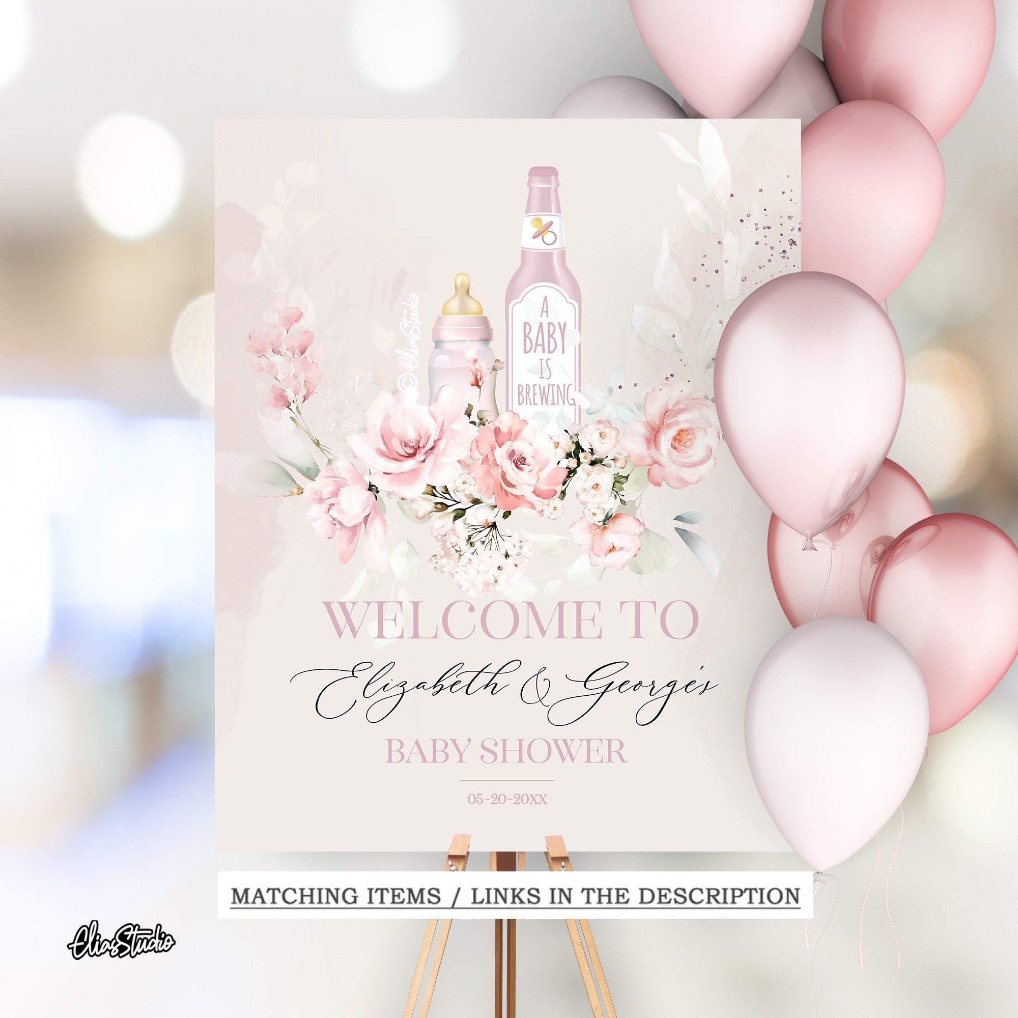 Baby Is Brewing Hintergrund – Bier & Windeln Fotohintergrund Für Babyparty, 150x100 Cm
