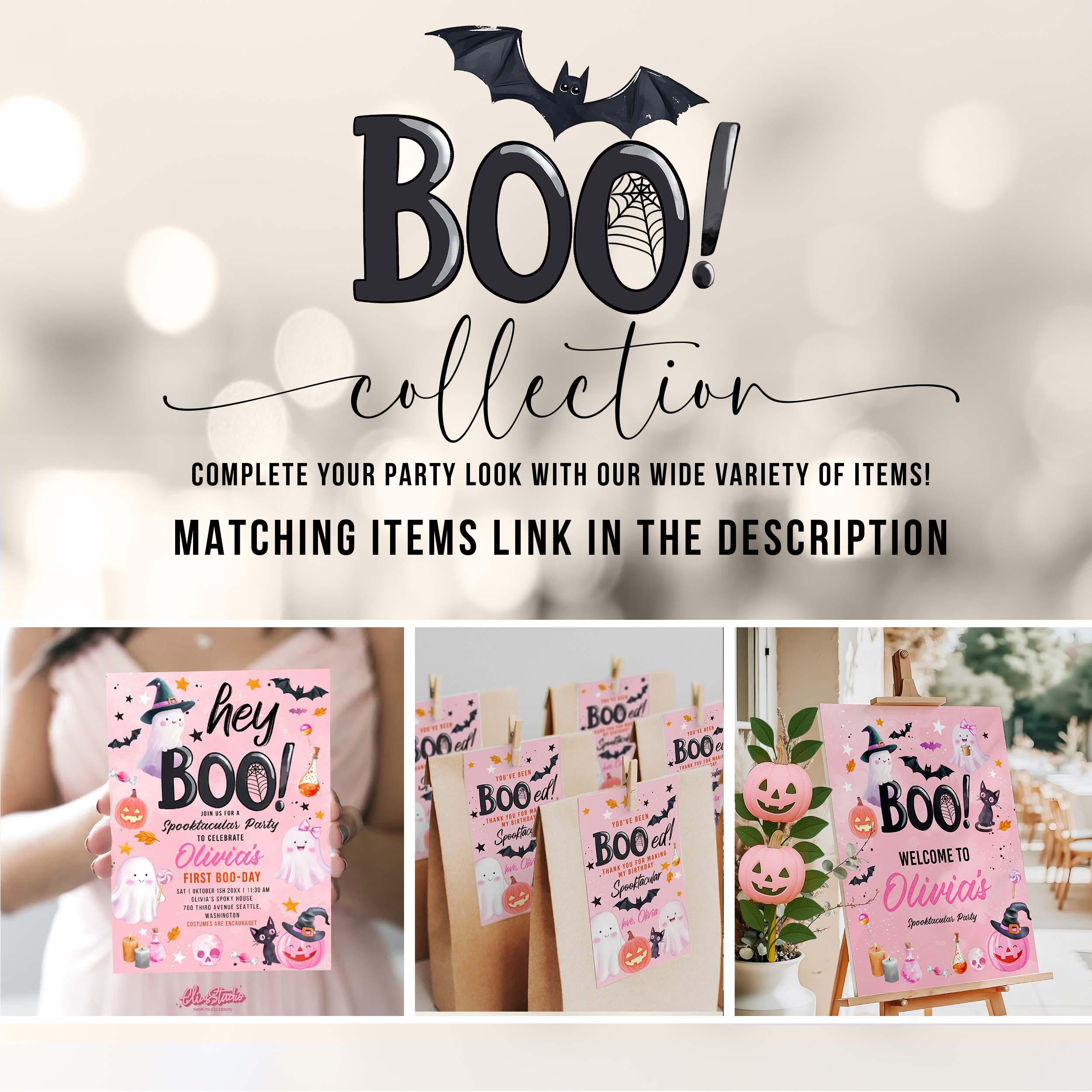 Editable Hey Boo Birthday Banner: Pink Ghost Party Decorations (digital ...