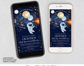 Editable Space Birthday Smartphone Invite, First Trip Around The Sun Birthday Electronic Invite, Galaxy Birthday Mobile Message Invite SP20
