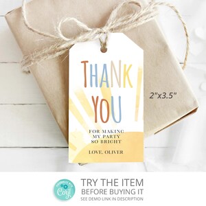 Editable Sunshine Birthday Party Favor Tags Our Little Sunshine Thank You Tags, You are My Sunshine Printable Thank You Label S33