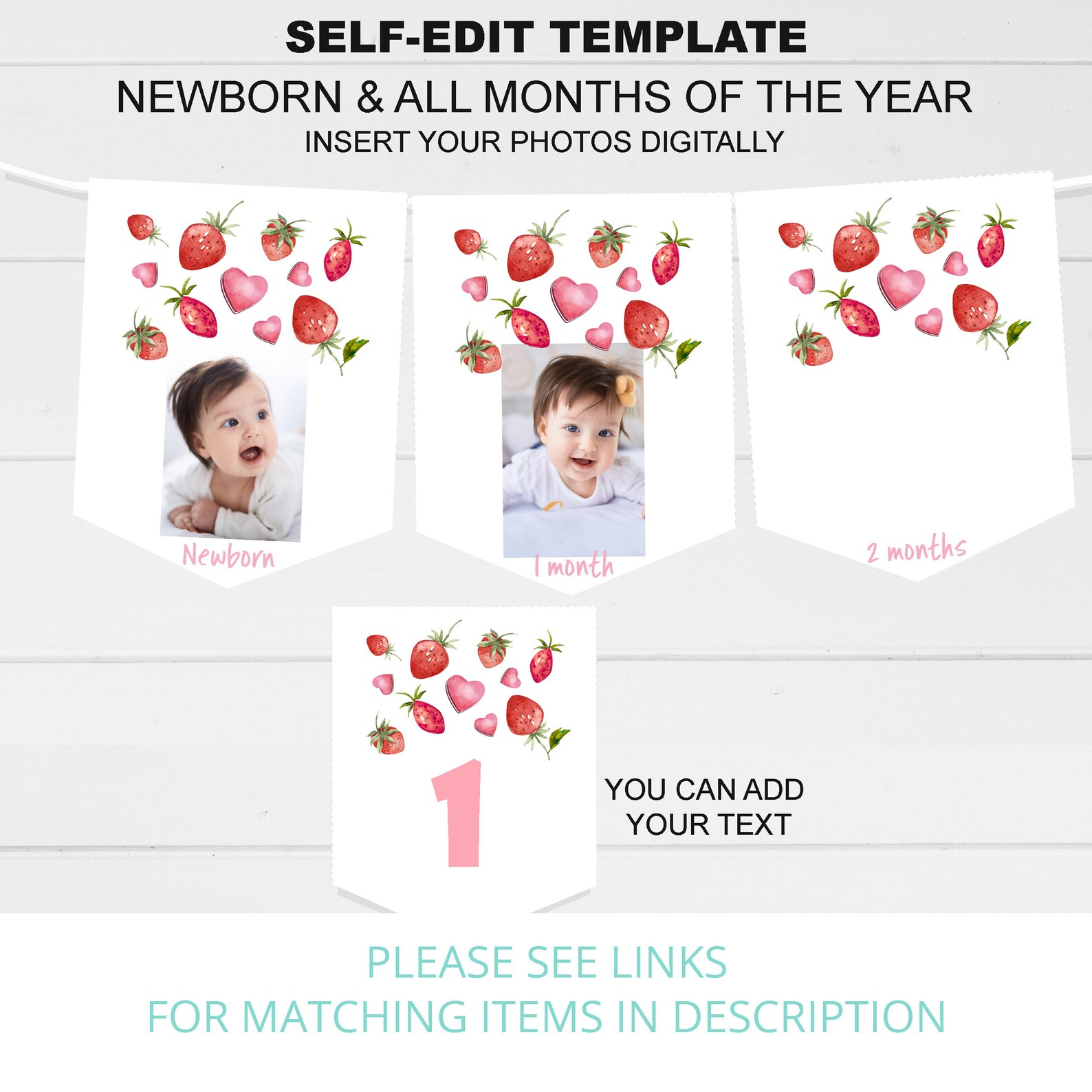 Editable Berry First Birthday Backdrop Banner Personalized - Etsy Canada