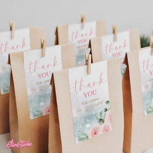 Baby Shower Thank You Tag, Winter Wonderland Baby Shower Favors Girl Tag, Pink Baby Shower  labels, It&#39;s a Girl W73