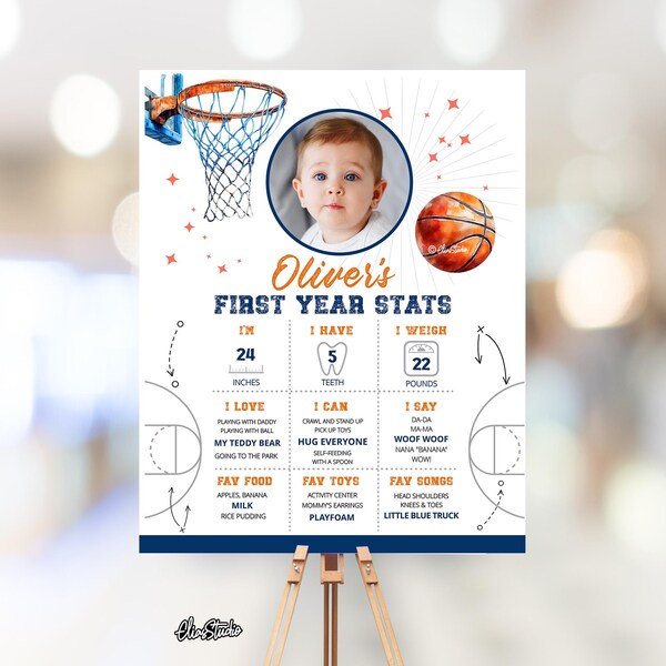 First Birthday Milestone Sign, Basketball Birthday, Basketball Party Decorations Instant Download CORJL AM92