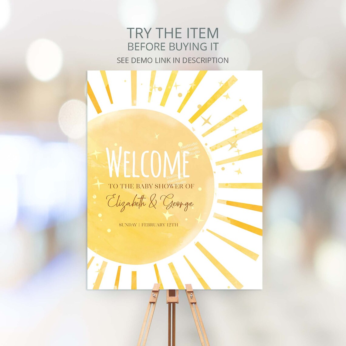Sunshine Baby Shower Welcome Sign Template, A Little Ray of Sunshine ...