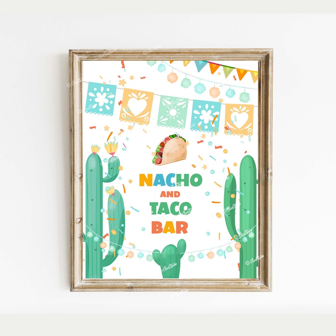 Nacho and Taco Bar Sign, Fiesta Party Sign, Printable Nacho and Taco ...