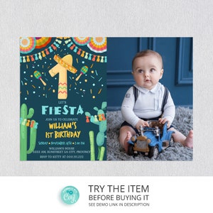 Editable Fiesta Birthday Invitation | First Birthday Fiesta Boy Invitations Let&#39;s Fiesta | 1st Birthday Fiesta Invite F68