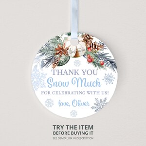 Winter Onederland Birthday Thank You Tags Winter Birthday Round Tags Onederland Party Favor Tags First Birthday Boy Thank You Gift Tags W333