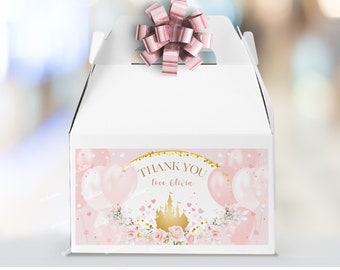 Cajas de recuerdos para fiestas de princesas reales, decoraciones para cumpleaños de niñas, etiquetas para regalos de cumpleaños de princesas, cajas de dulces PR48