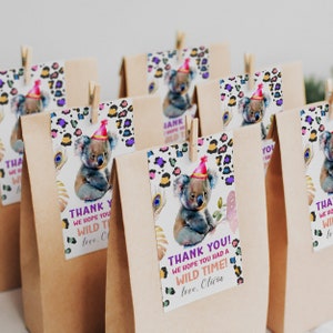 Party Animals Birthday, Favor Tags, Cheetah Birthday, Thank You Tags Editable Template, Safari Animals Birthday, Wild One Birthday PA16