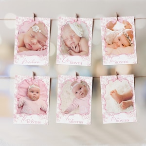 Roze strik 1e verjaardag, bloemen toile strik verjaardag mijlpaal foto's eerste verjaardag, maandelijkse fotobanner, coquette Bow fotobanner SB55