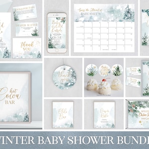 Greenery Baby its cold outside baby shower Bundle | Boho Winter Baby Shower Invitation Winter Wonderland Baby Shower Set W185