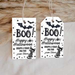 Halloween Favor Tags Halloween Gift Tags Costume Party Trick Or Treat Favor Tags School Classroom label Trick or Treat Favors BOO16