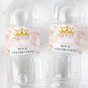 DIY Water Bottle Label  Princess Birthday Little Princess Party Bottle Sticker royal Princess party Decor Instant Download PR4