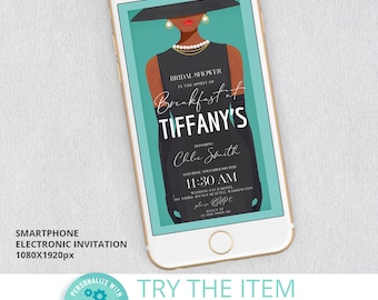 Breakfast at Bride and Co Smartphone Electronic Invitation | Digital Invitation |  | Template Instant Download