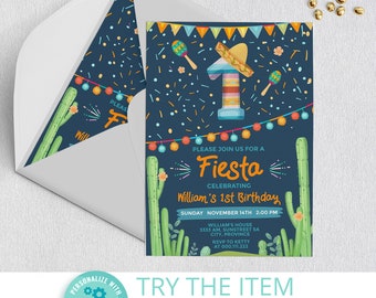 1st Birthday Fiesta Invitation. First Birthday Invite Boy F19