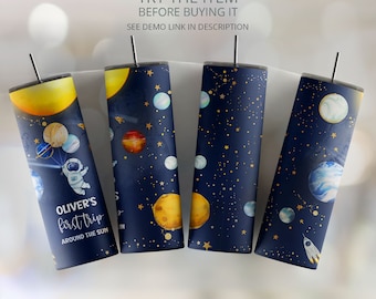 Editable Space Sublimation Tumbler Designs Template Skinny 20oz and 12oz First Trip Around The Sun Space tumbler design SP138