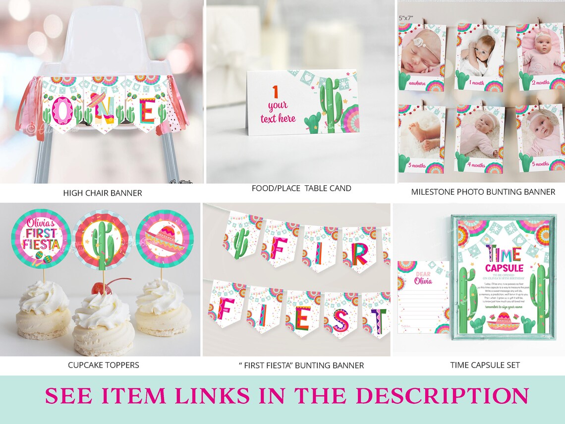 First Fiesta Birthday Decorations, Invitation Set, 1st Birthday Girl ...